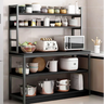 Etajera bucatarie multifunctionala 120x35x158 cm neagra rafturi metal