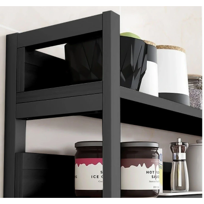 Etajera bucatarie multifunctionala 120x35x158 cm neagra rafturi metal