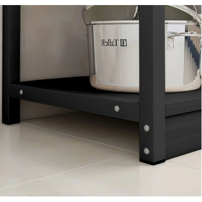 Etajera bucatarie multifunctionala 120x35x158 cm neagra rafturi metal