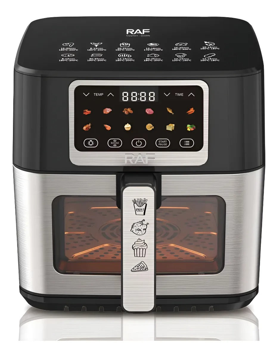 Friteuză cu Aer Cald Airfryer Digitală RAF R.50001 8L 1700W, Fereastră Vizualizare - 50 hartii incluse