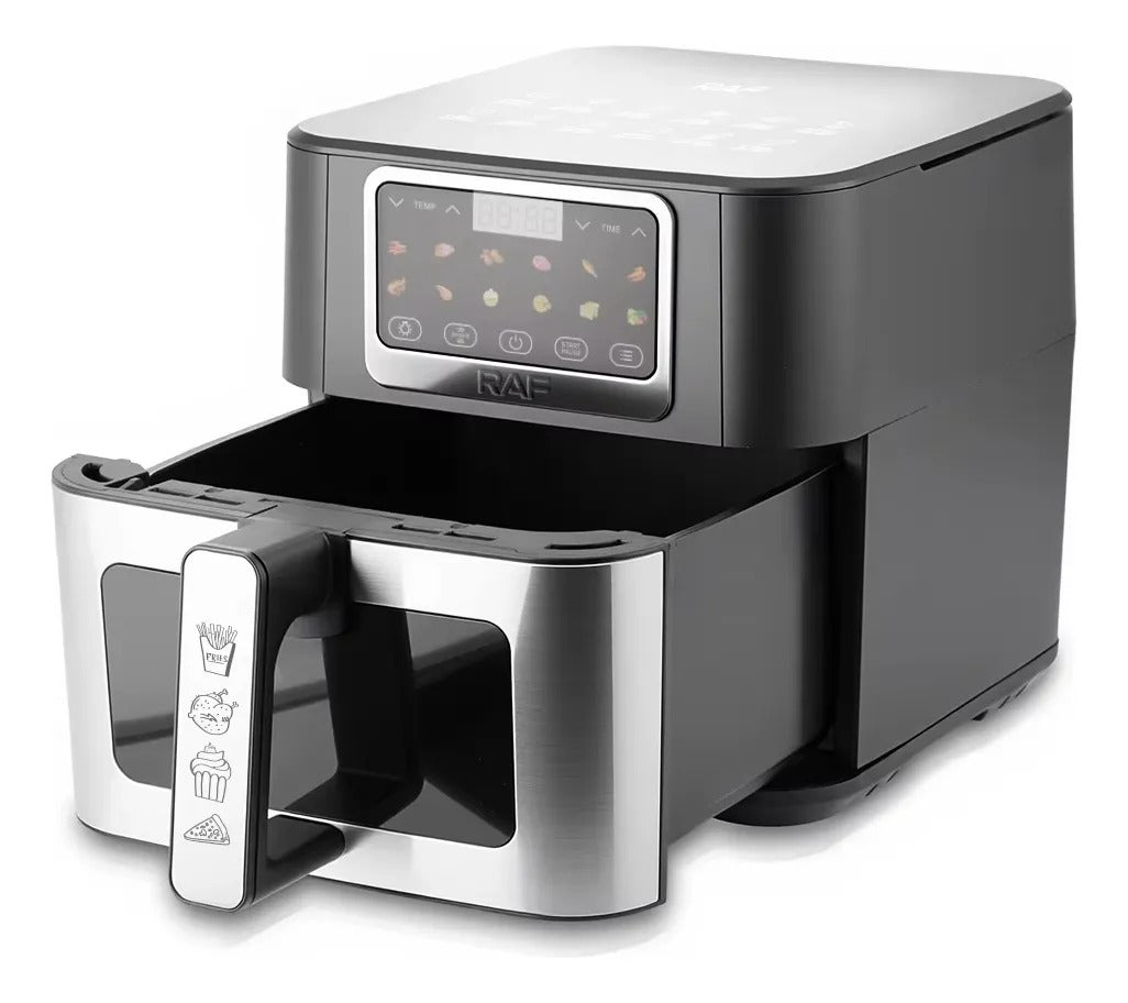 Friteuză cu Aer Cald Airfryer Digitală RAF R.50001 8L 1700W, Fereastră Vizualizare - 50 hartii incluse
