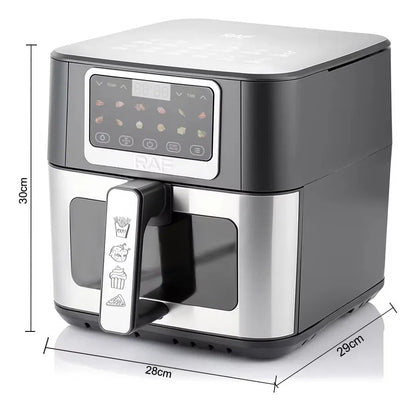Friteuză cu Aer Cald Airfryer Digitală RAF R.50001 8L 1700W, Fereastră Vizualizare - 50 hartii incluse