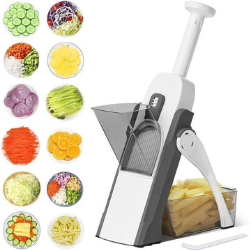 Feliator legume multifunctional Spring Slicer – 30 tipuri taieturi, inox, recipiente incluse