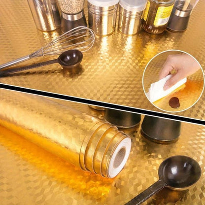 Folie Aluminiu Autoadezivă Bucătărie Aurie 60x300 cm