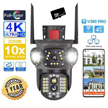 Cameră supraveghere WiFi 12MP 4K+, rotativă, AI Tracking, Night Vision Color, Card SD 32GB CADOU