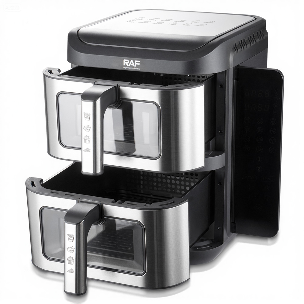 Air fryer dublu RAF R5280 12L 2800W digital 2 compartimente 6L + 6L 100 hartii cadou
