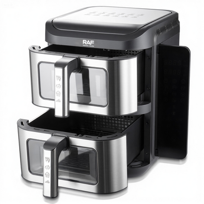 Air fryer dublu RAF R5280 12L 2800W digital 2 compartimente 6L + 6L 100 hartii cadou