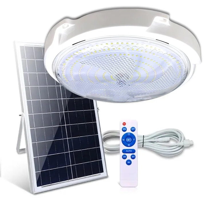 Lampa solara 200W cu telecomanda IP67 exterior interior autonomie 8h