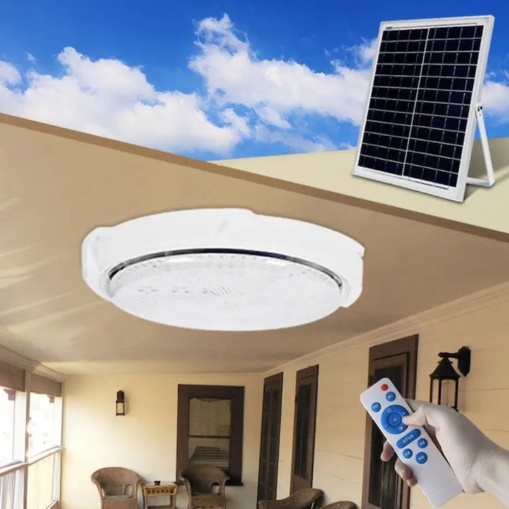 Lampa solara 200W cu telecomanda IP67 exterior interior autonomie 8h