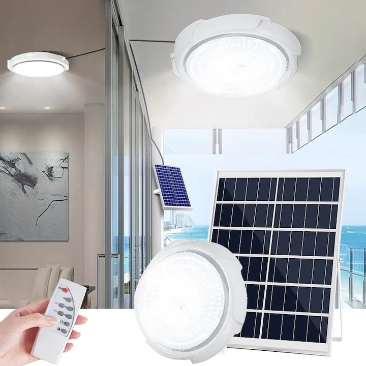 Lampa solara 200W cu telecomanda IP67 exterior interior autonomie 8h