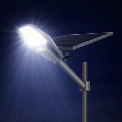 Lampa solara LED stradala 1200W JORTAN cu panou fotovoltaic si telecomanda - stalp inclus