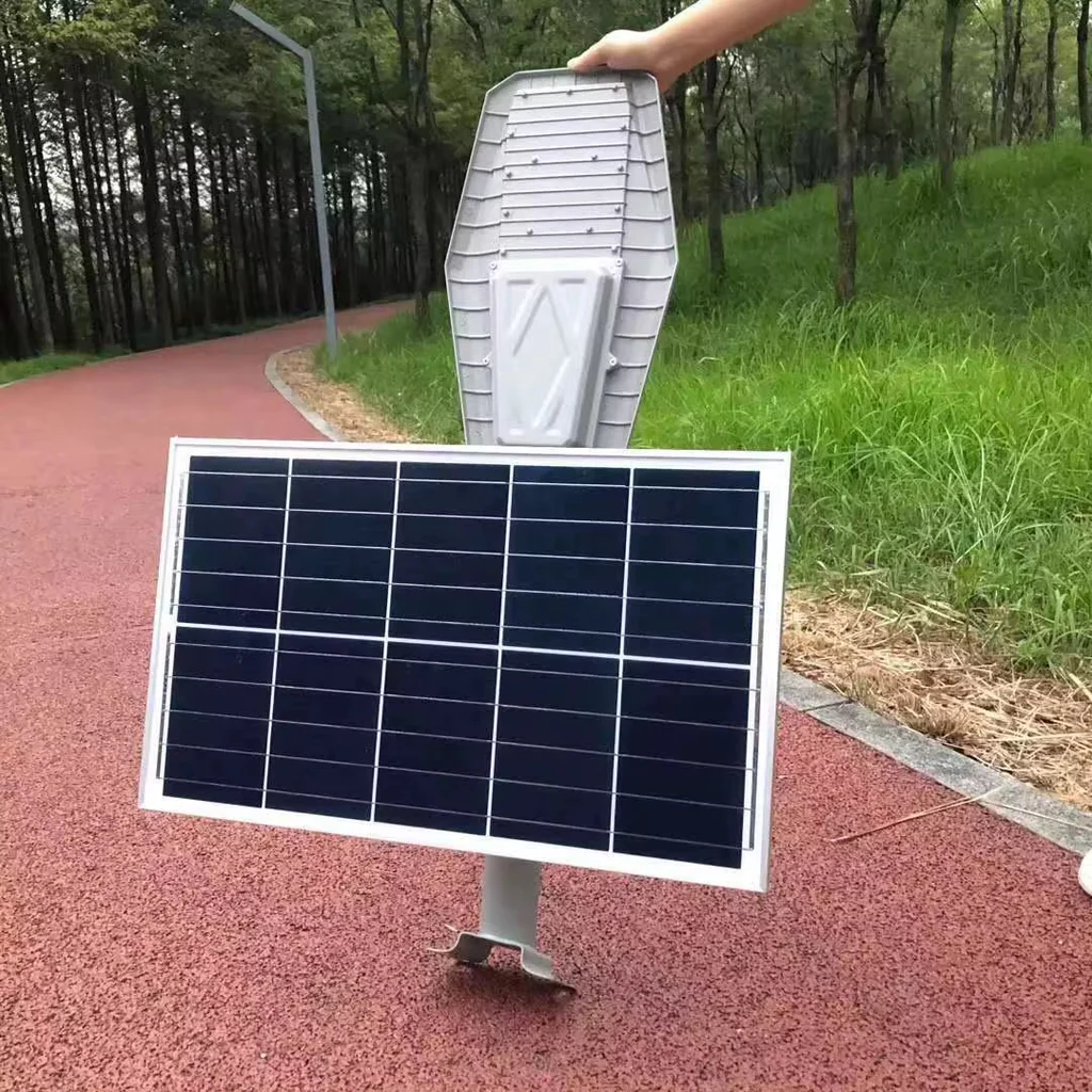 Lampa solara LED stradala 1200W JORTAN cu panou fotovoltaic si telecomanda - stalp inclus