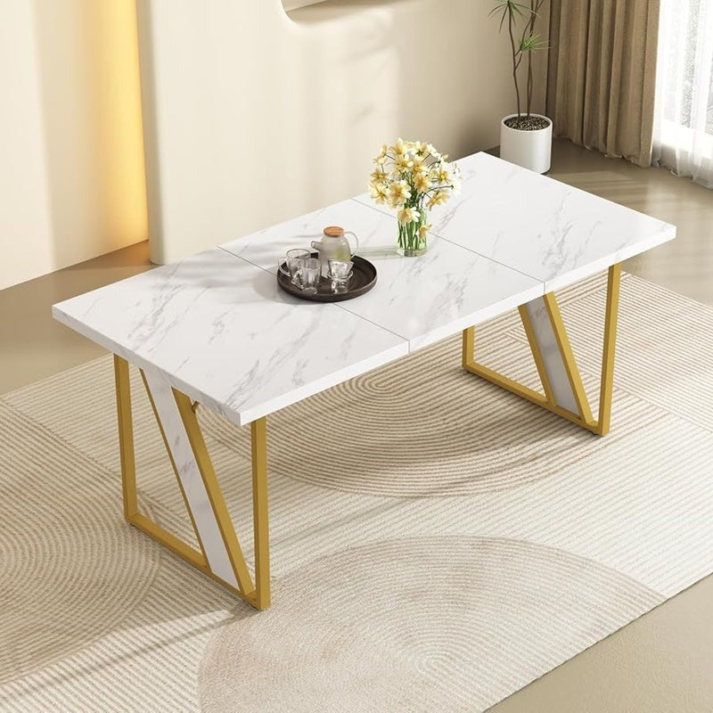 Masa dining moderna blat tip marmura 160x80 cm cadru metalic