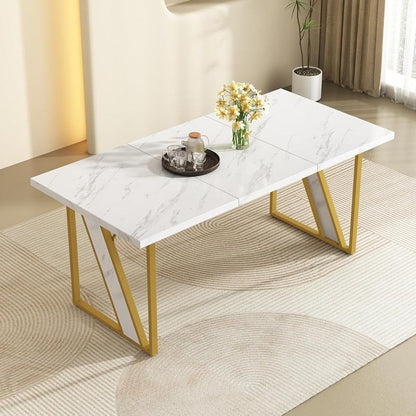Masa dining moderna blat tip marmura 160x80 cm cadru metalic
