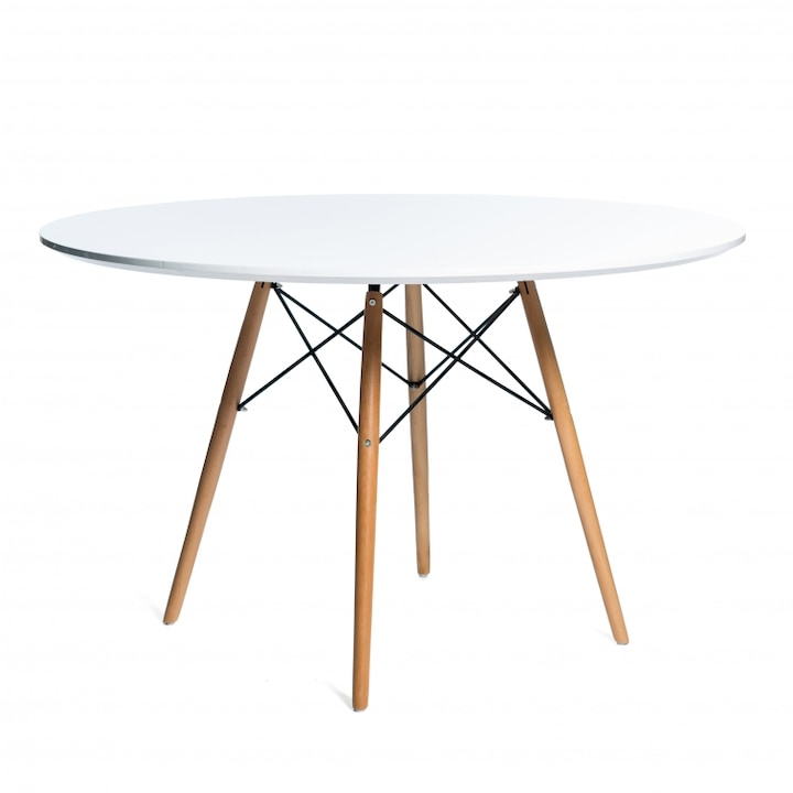 Masa dining rotunda scandinava alba 90x72 cm MDF lemn