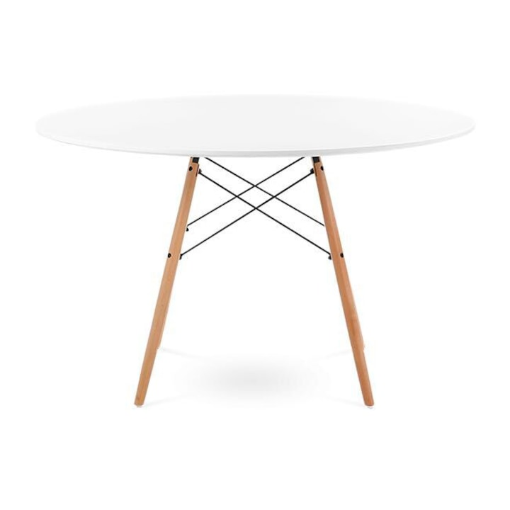 Masa dining rotunda scandinava alba 90x72 cm MDF lemn