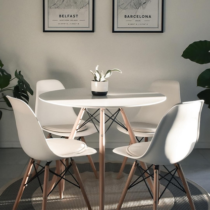 Masa dining rotunda scandinava alba 90x72 cm MDF lemn