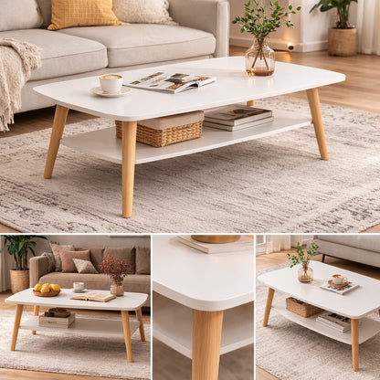 Masuta cafea dreptunghiulara 2 niveluri 100x48x42 cm colturi rotunjite