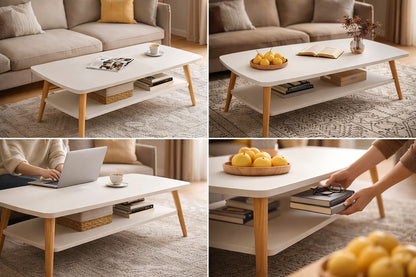 Masuta cafea dreptunghiulara 2 niveluri 100x48x42 cm colturi rotunjite