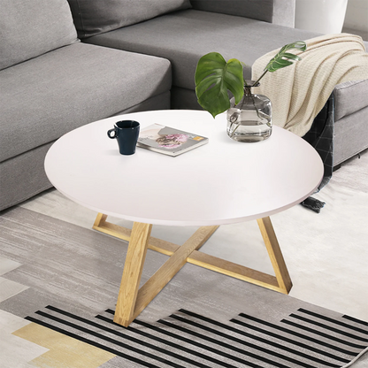 Masuta cafea moderna alba lemn natural 80x39 cm MDF