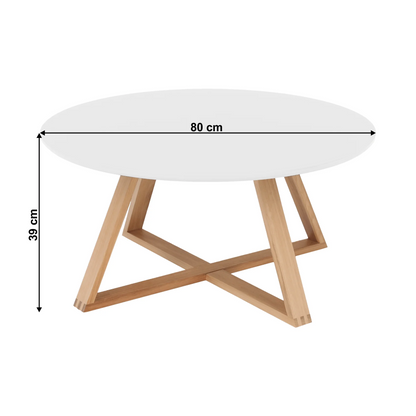 Masuta cafea moderna alba lemn natural 80x39 cm MDF
