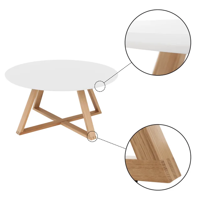 Masuta cafea moderna alba lemn natural 80x39 cm MDF