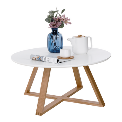 Masuta cafea moderna alba lemn natural 80x39 cm MDF