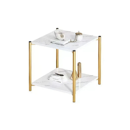 Masuta cafea moderna aurie blat tip marmura 40x40x43 cm