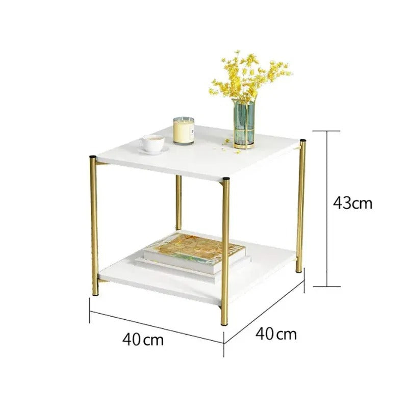 Masuta cafea moderna aurie blat tip marmura 40x40x43 cm