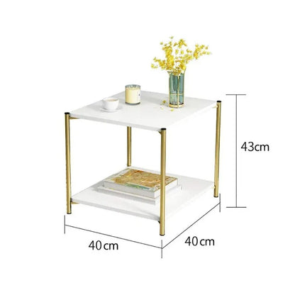 Masuta cafea moderna aurie blat tip marmura 40x40x43 cm