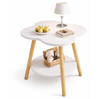 Masuta cafea multifunctionala cu raft blat alb lemn 60x40x48 cm