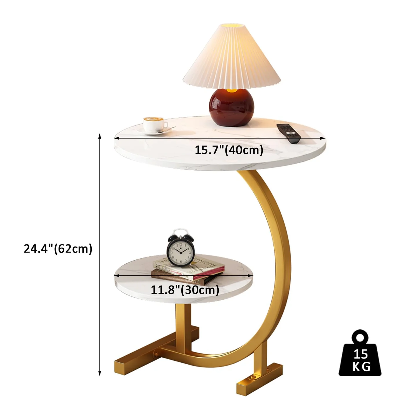 Masuta cafea nordica rotunda 62x40 cm MDF metal eleganta