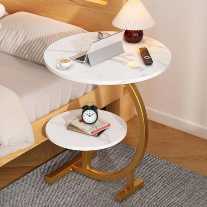Masuta cafea nordica rotunda 62x40 cm MDF metal eleganta