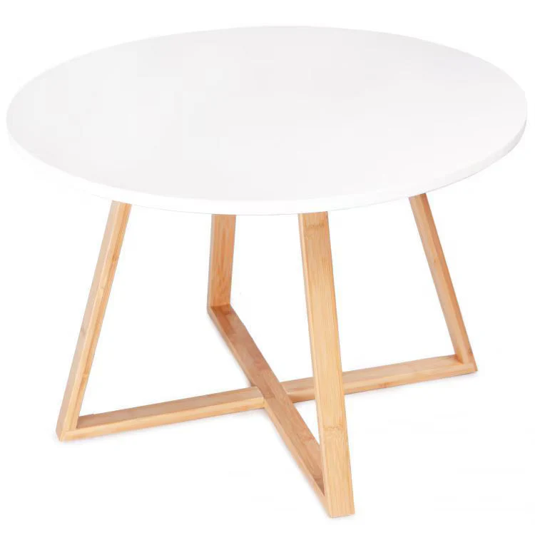 Masuta cafea rotunda 60 cm MDF picioare bambus moderna