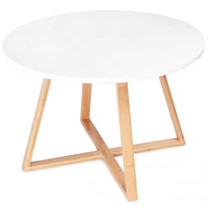 Masuta cafea rotunda 60 cm MDF picioare bambus moderna