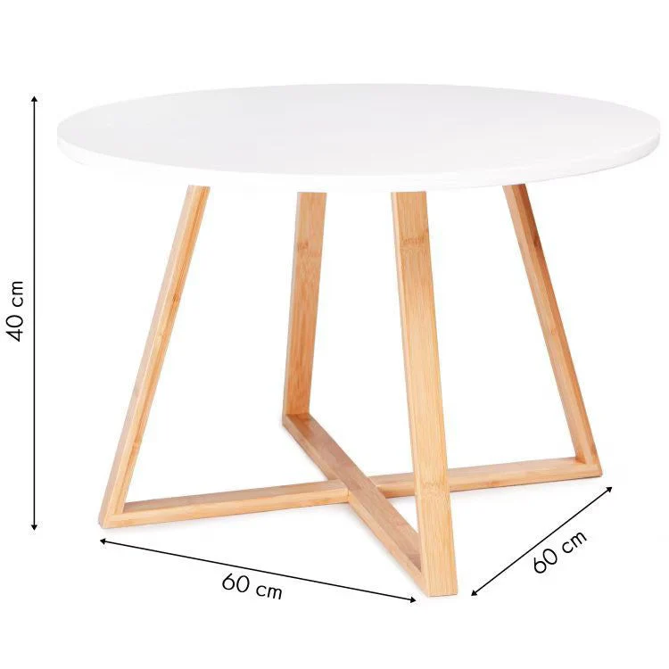 Masuta cafea rotunda 60 cm MDF picioare bambus moderna