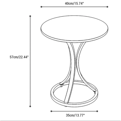 Masuta cafea rotunda alba cadru auriu metal modern compact