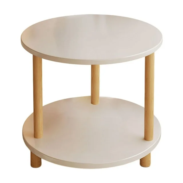 Masuta laterala alba 2 niveluri lemn 53x40x40 cm