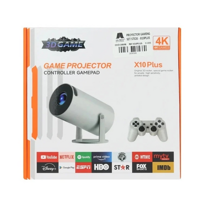 Proiector 4K Android X10 Plus gaming si video 2 controlere WiFi calitate premium - Cadou 2 x Lazy bag
