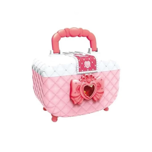 Pușculiță fetițe tip cutie machiaj – rulare automată bani, cod PIN, roz