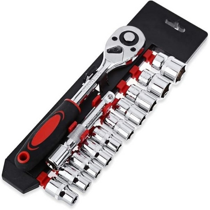 Set chei tubulare 1/2 cu clichet 10-24mm Cr-V 12 piese trusa profesionala