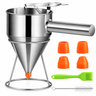 Dispenser Aluat 1.2L din Otel Inoxidabil, Dozator Clatite cu Maner cu Arc