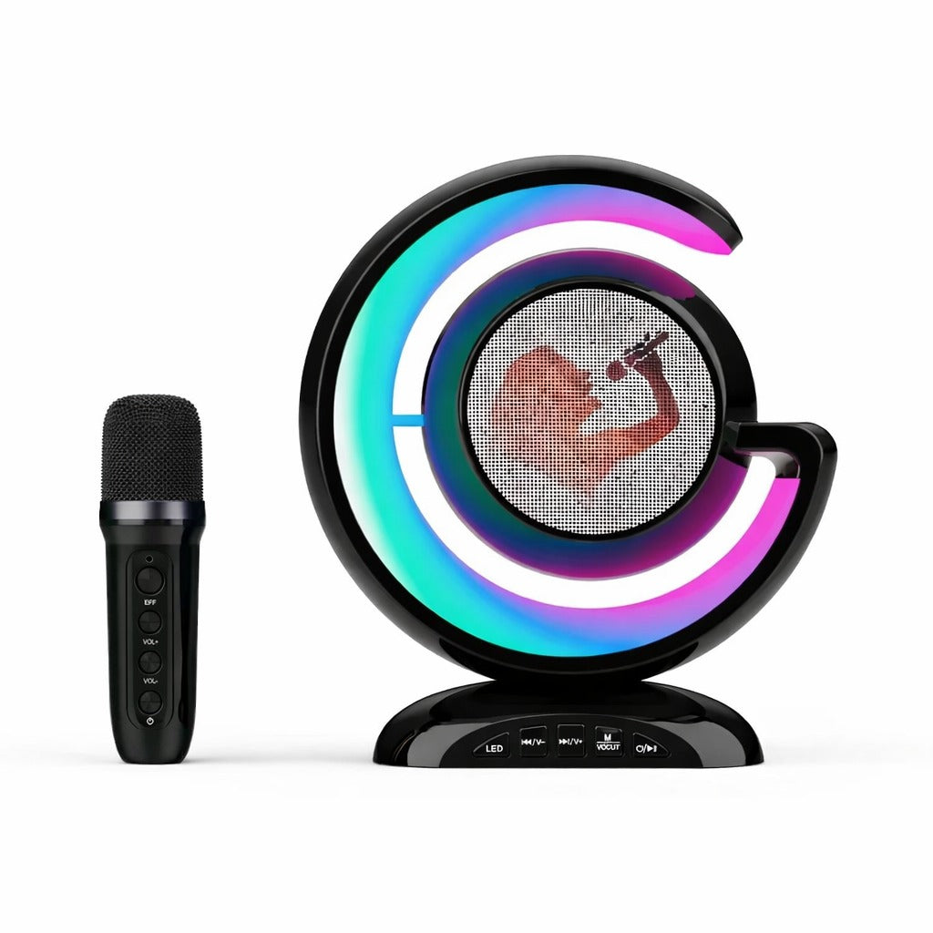 Statie karaoke wireless Smart – cu microfon, boxa portabila si lumini LED RGB