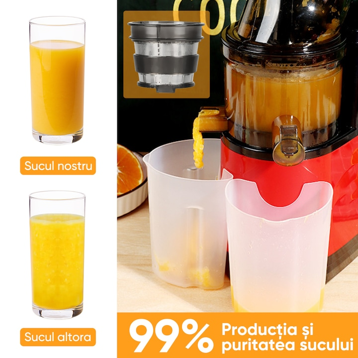 Storcator fructe si legume 500w ejectare pulpa compact 500ml rosu