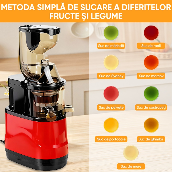 Storcator fructe si legume 500w ejectare pulpa compact 500ml rosu