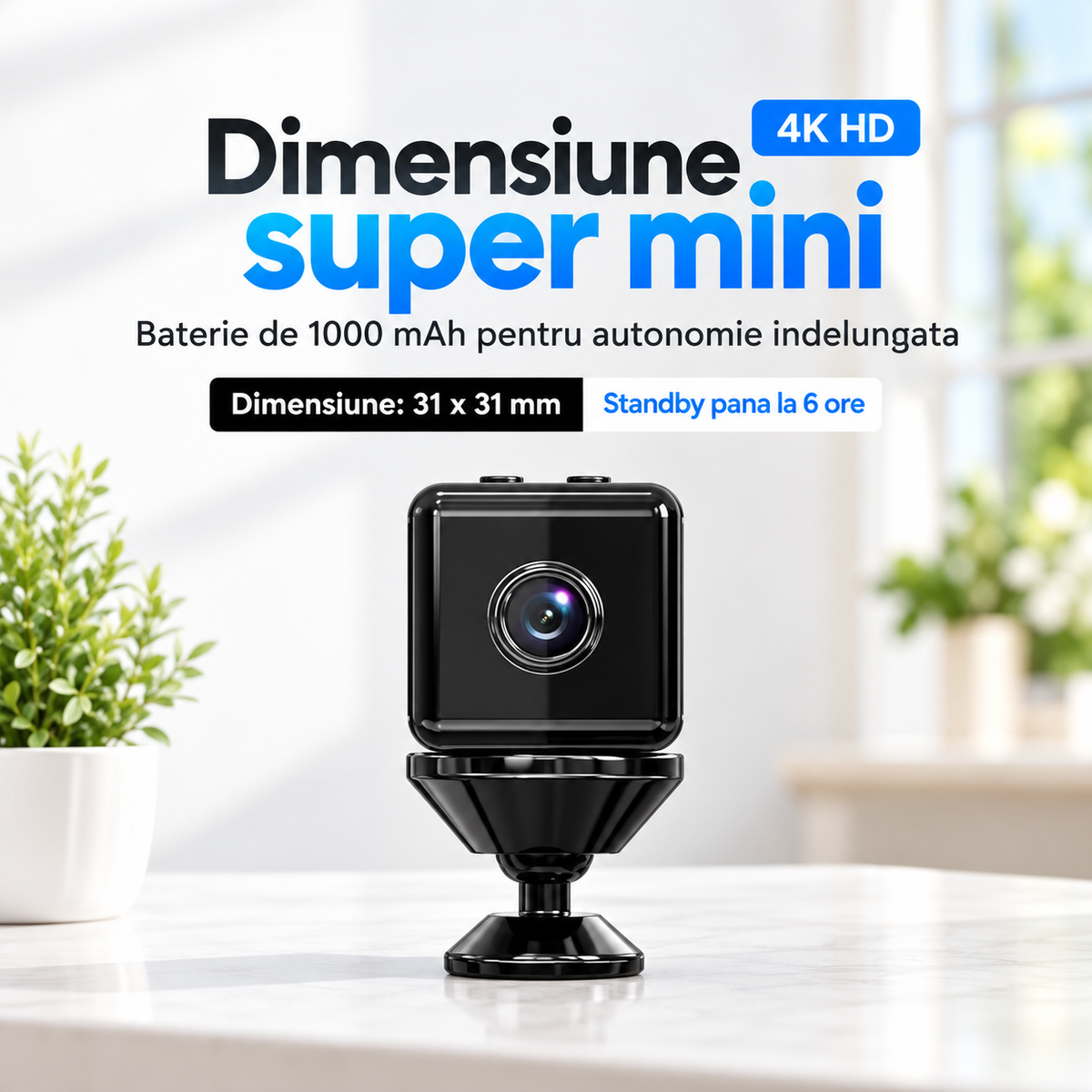 Camera Supraveghere WiFi 1080P Full HD, Vedere Nocturna, Detectare Miscare, Card 128GB