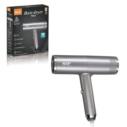 Uscator de par cu ioni negativi, RAF R474, 1600W, 2 viteze, buton de aer rece, 1 cap magnetic inclus, argintiu