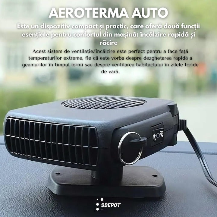 Aeroterma Auto 12V Cald/Rece – Incalzitor Portabil 2 în 1 pentru Masina