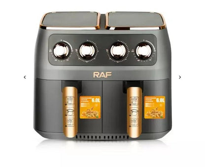Air Fryer RAF 5236 8L XL cu 2 Cosuri Independente, Touch Screen, Usa Dubla, 2800W - 50 hartii incluse