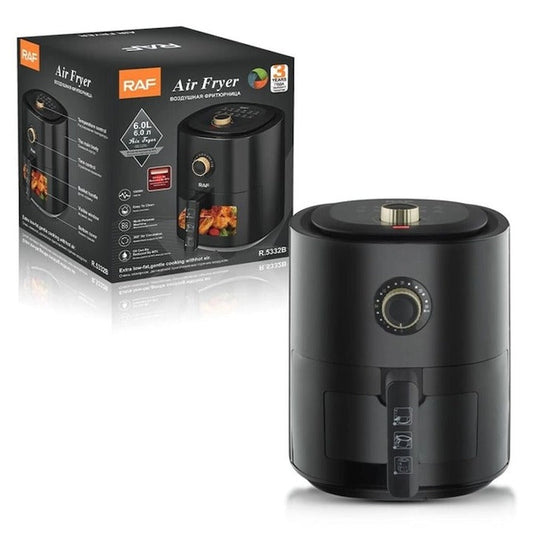 Friteuză cu Aer Cald RAF 5332B 6L, 2400W – Airfryer fără ulei, 8 programe - 50 hartii incluse